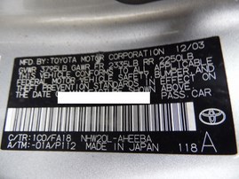 2004 TOYOTA PRIUS SILVER 1.5L AT Z18028